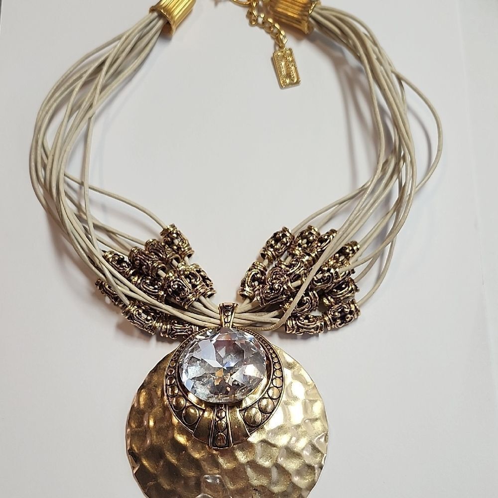 Anthony alexander Goldtone hammered Pendant Necklace